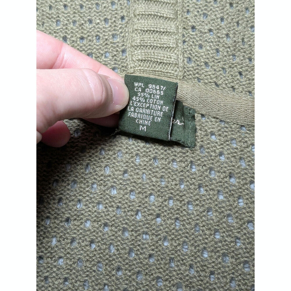 Vintage Eddie Bauer Women’s M Hooded Open Knit Zip Front Sweater Vest Cardigan - Picture 7 of 11